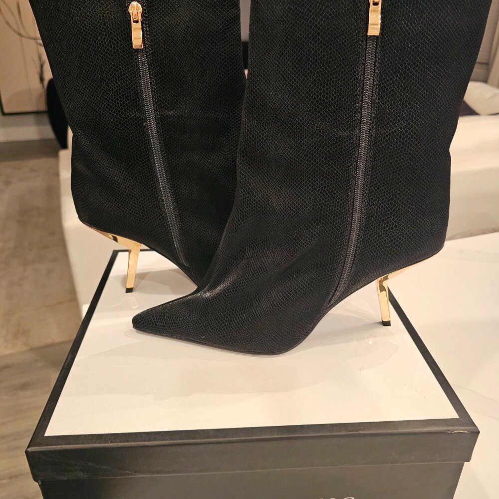 QUINNEY-BLACK LIQUID LUXE STILETTO BOOTIE - Picture 3 of 6